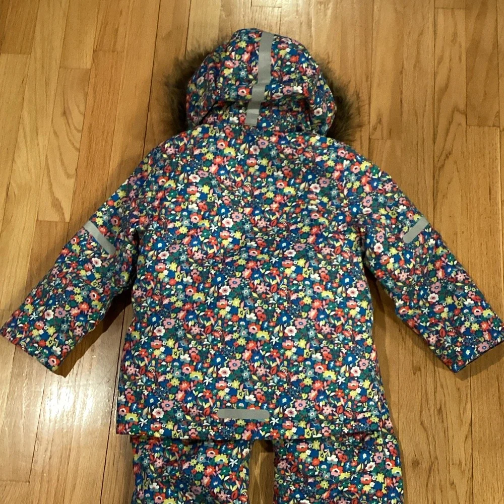 Mini Boden Floral Navy Floral Jacket and Snow Pants - Picture 3 of 9